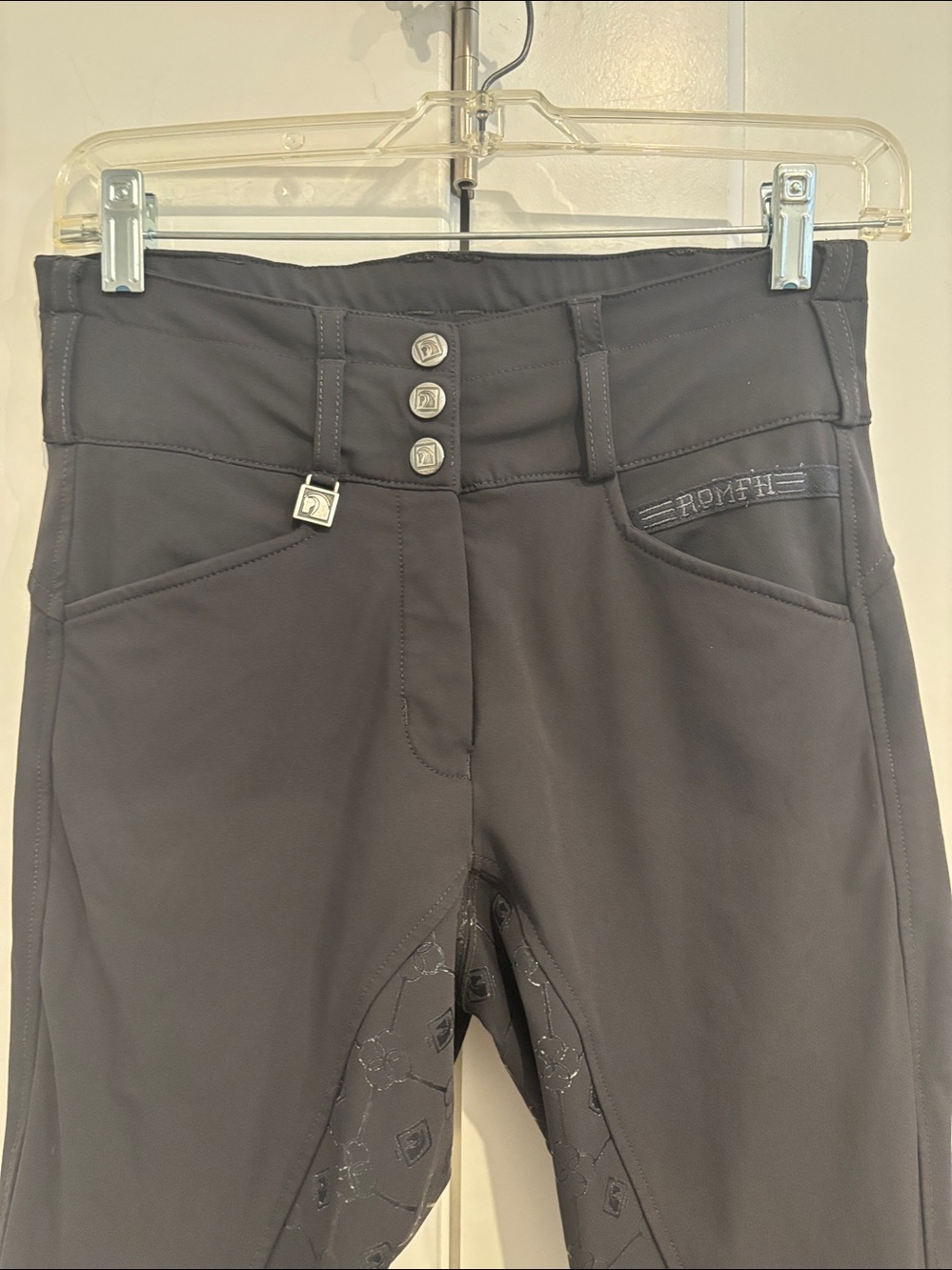 Romfh Dark Gray Silicone Full Seat Breeches Equestrian Riding Pants - Picture 4 of 8